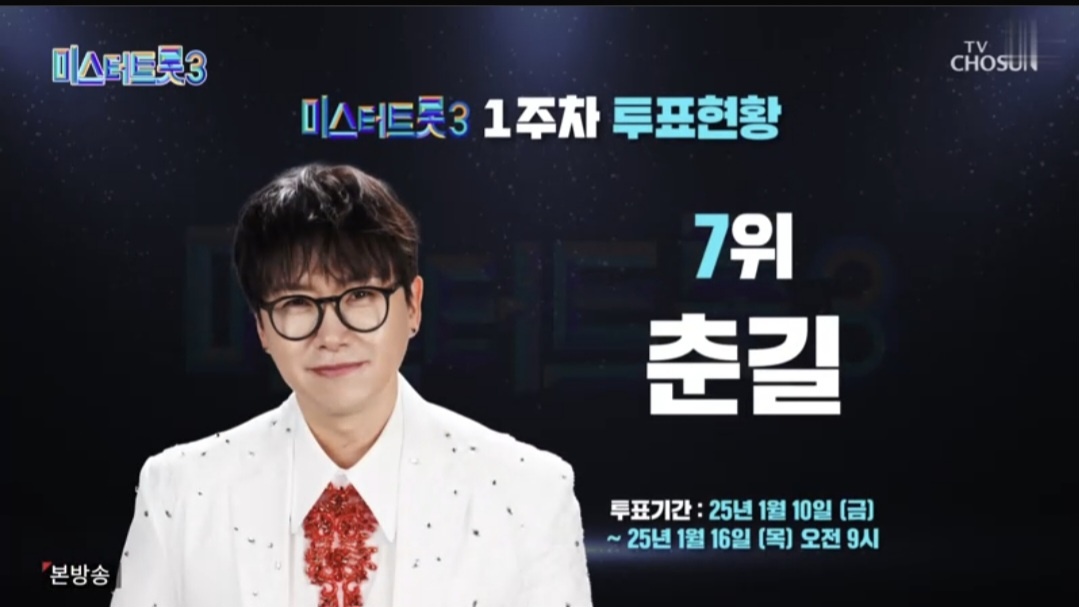 미스터트롯3 1차 대국민 투표결과 1주차 순위