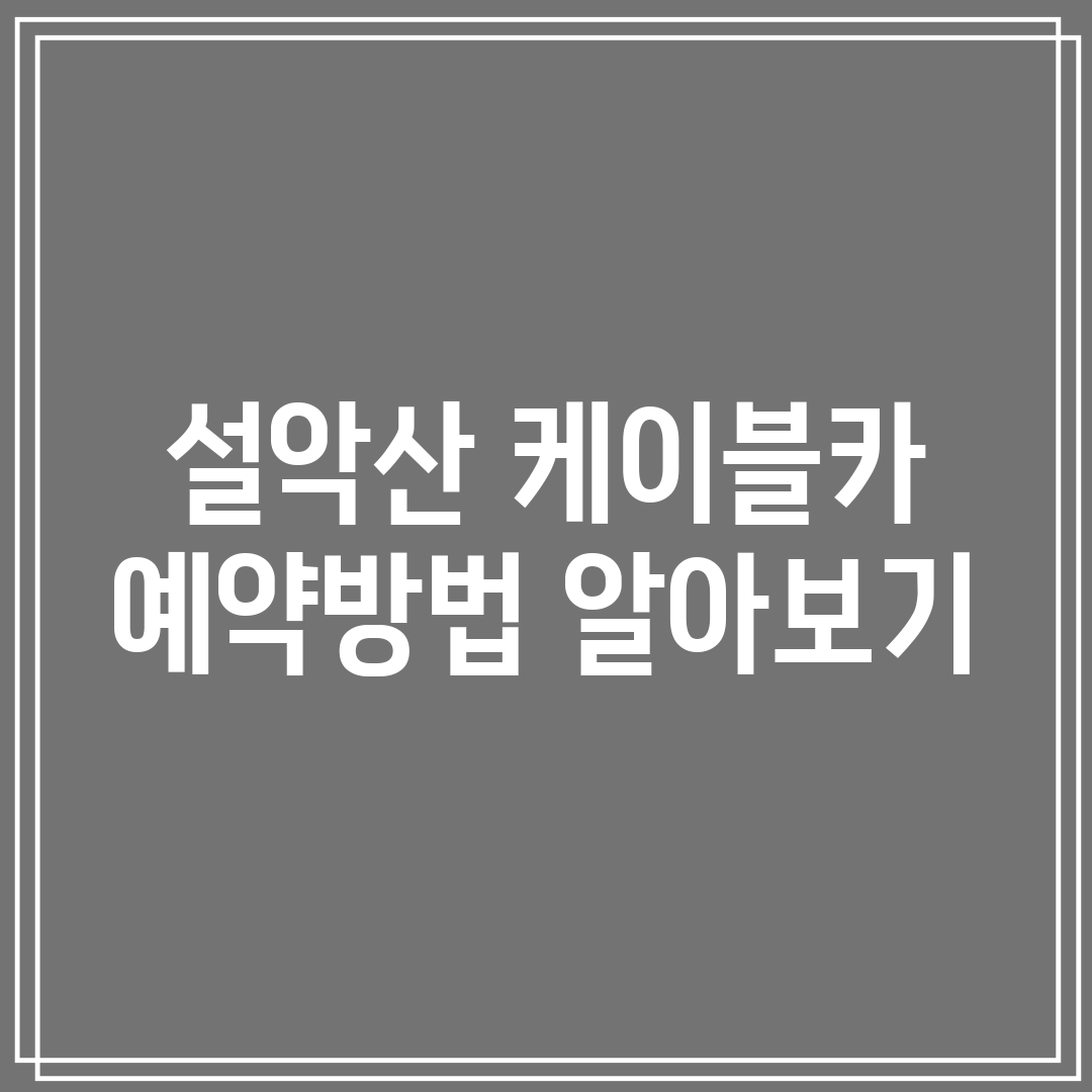 설악산 케이블카 예약방법 알아보기