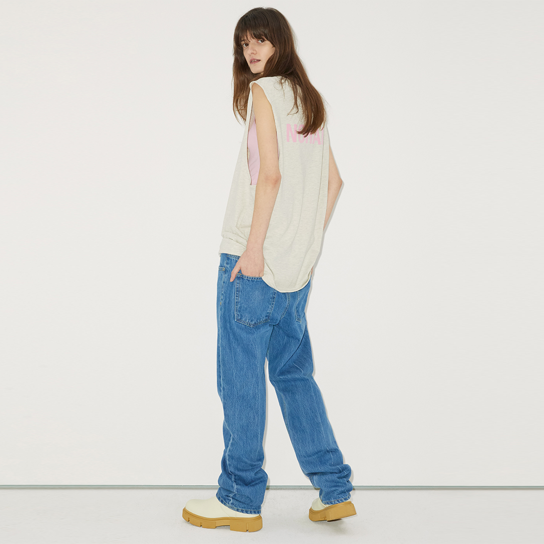 노앙 NOHANT BACK LOGO SLEEVELESS OATMEAL
