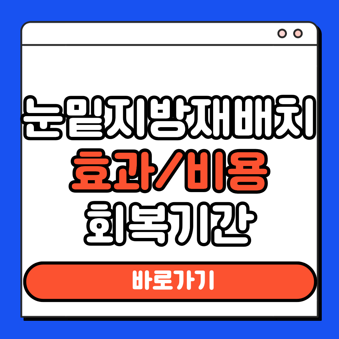 눈밑지방재배치 회복기간