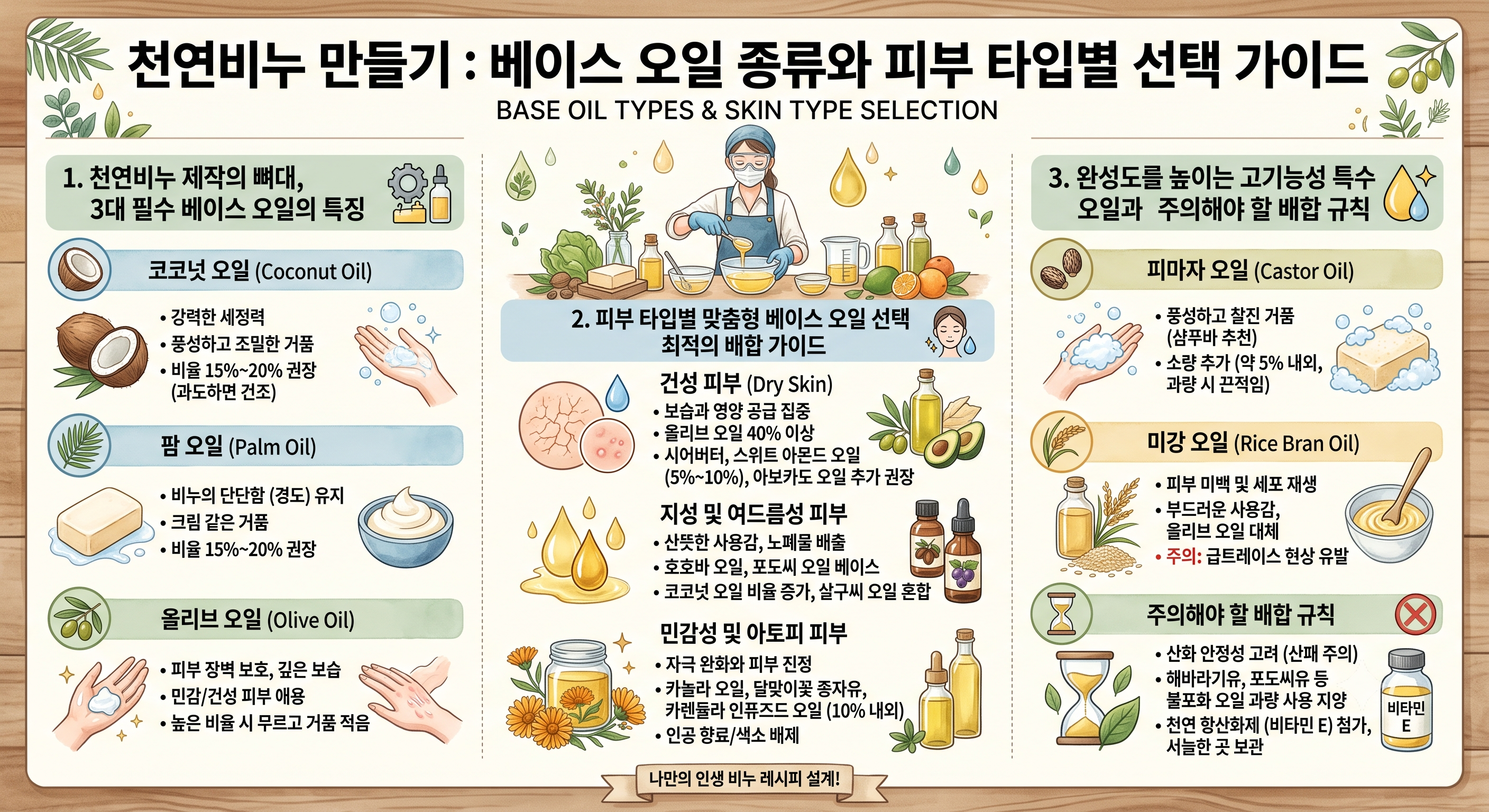 비누 만들기 베이스 오일 종류와 피부 타입별 선택법
