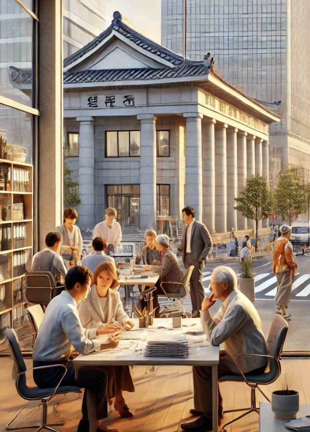 공공서비스 센터에서 정보를 얻고 있는 외국인