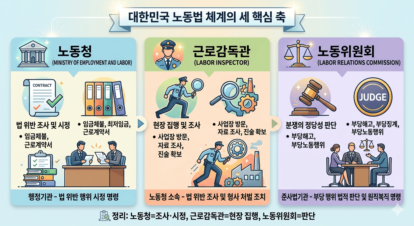 노동청&middot;노동위원회&middot;근로감독관 차이 완벽 정리