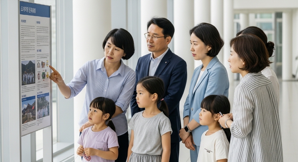 정보게시판을 보는 진주 시민