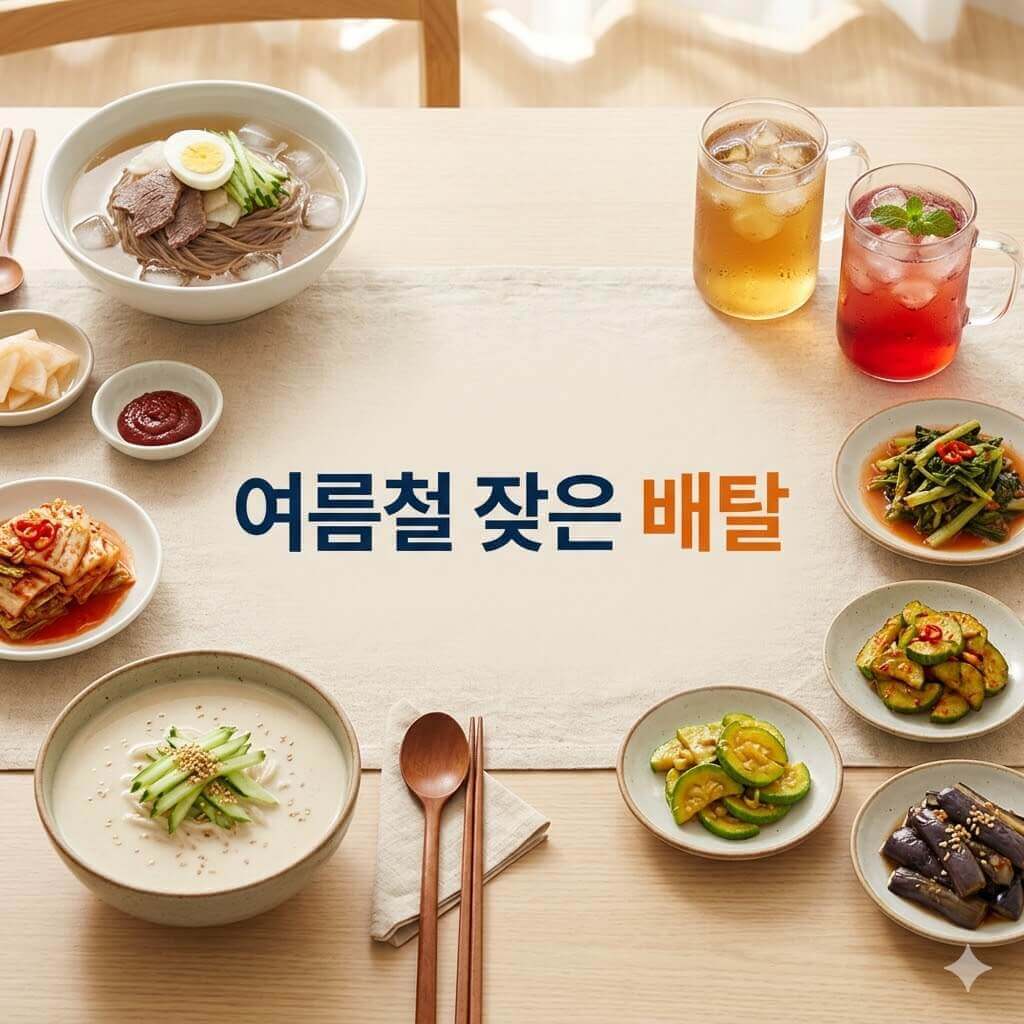 여름철 건강한 한상 차림을 보여주는 섬네일 이미지