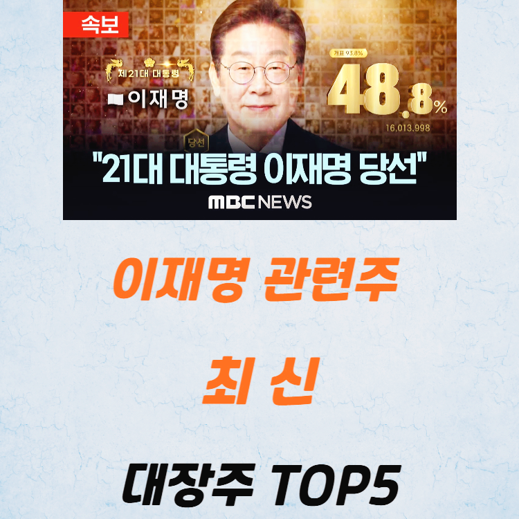 이재명 관련주 정치테마주 TOP5