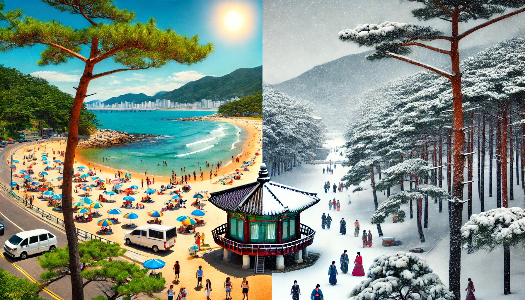 강릉 여름 vs 겨울 여행 사진 비교