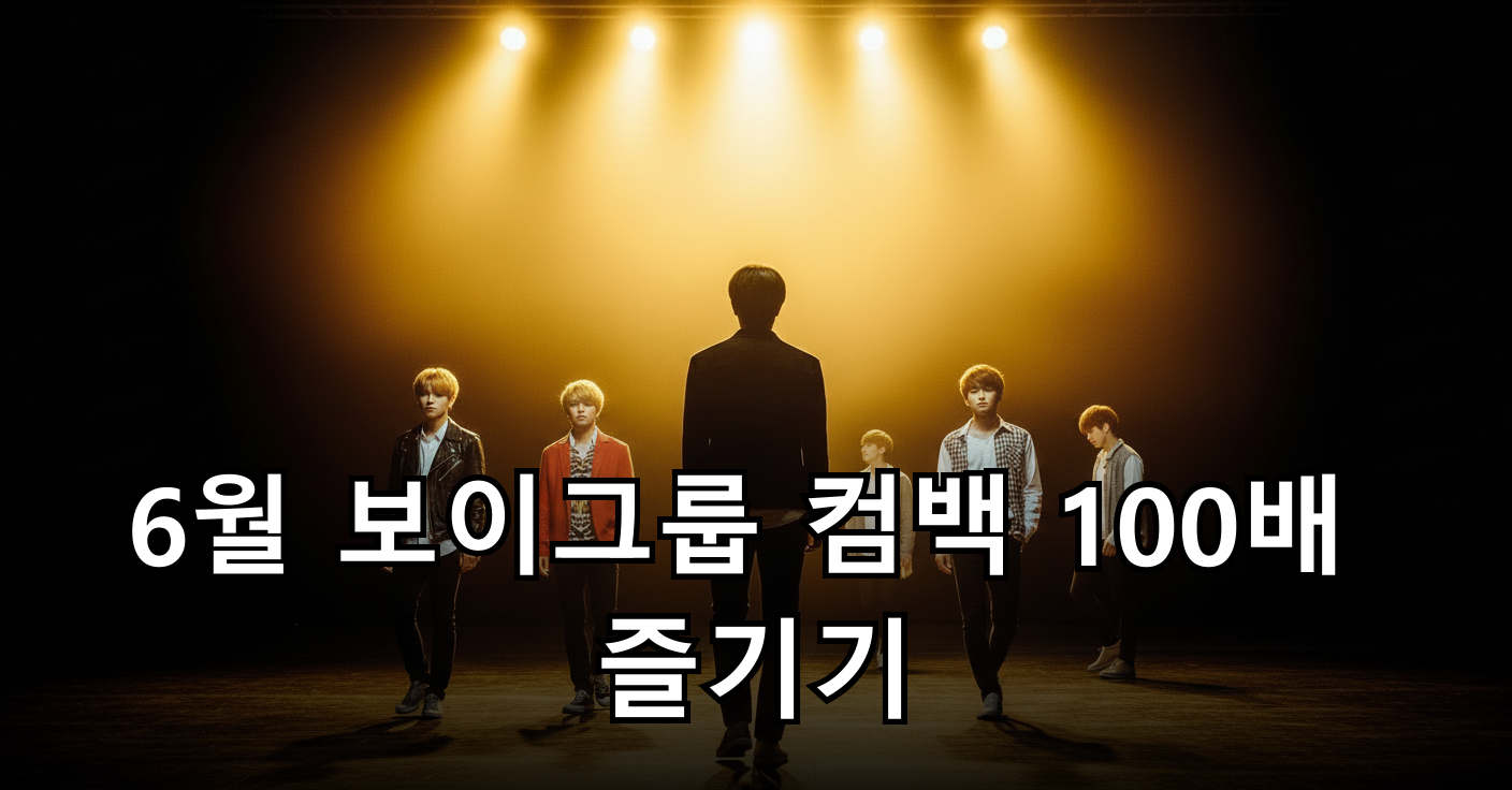 무대 조명 아래 강렬한 K-POP 보이그룹