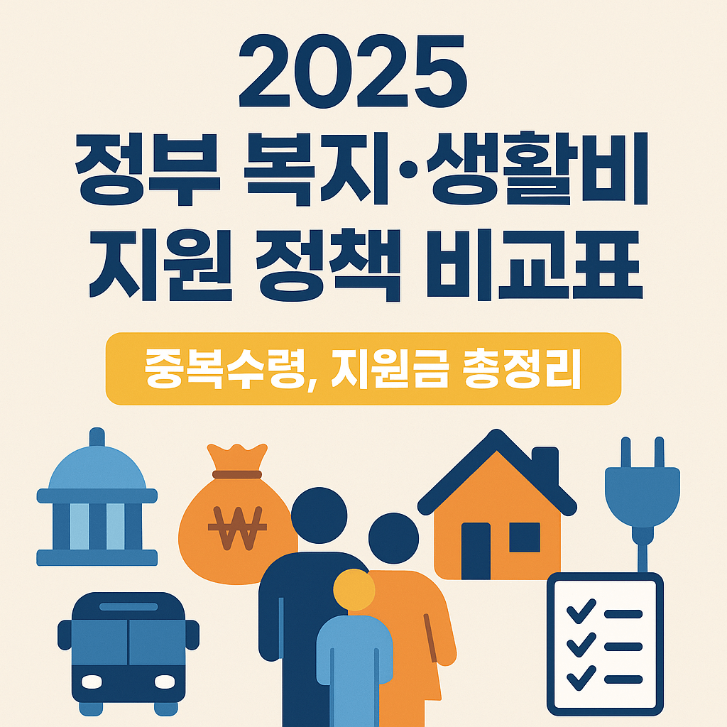 2025년 정부 복지&middot;생활비 지원 정책 비교표