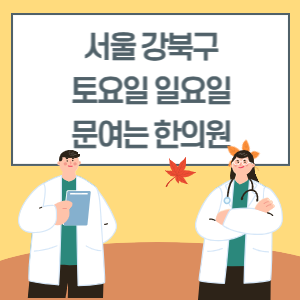 서울 강북구 토요일 일요일 한의원 진료 병원 리스트