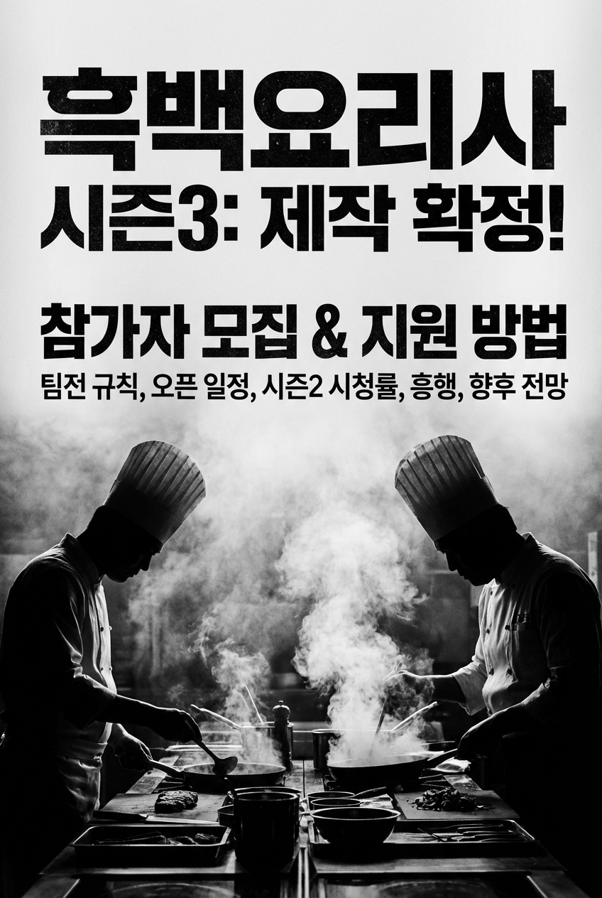 흑백요리사 시즌3 제작 확정, 참가자 모집, 신청, 지원 방법, 팀전 규칙, 오픈 일정, 시즌2 시청률, 흥행 및 반응, 향후 전망