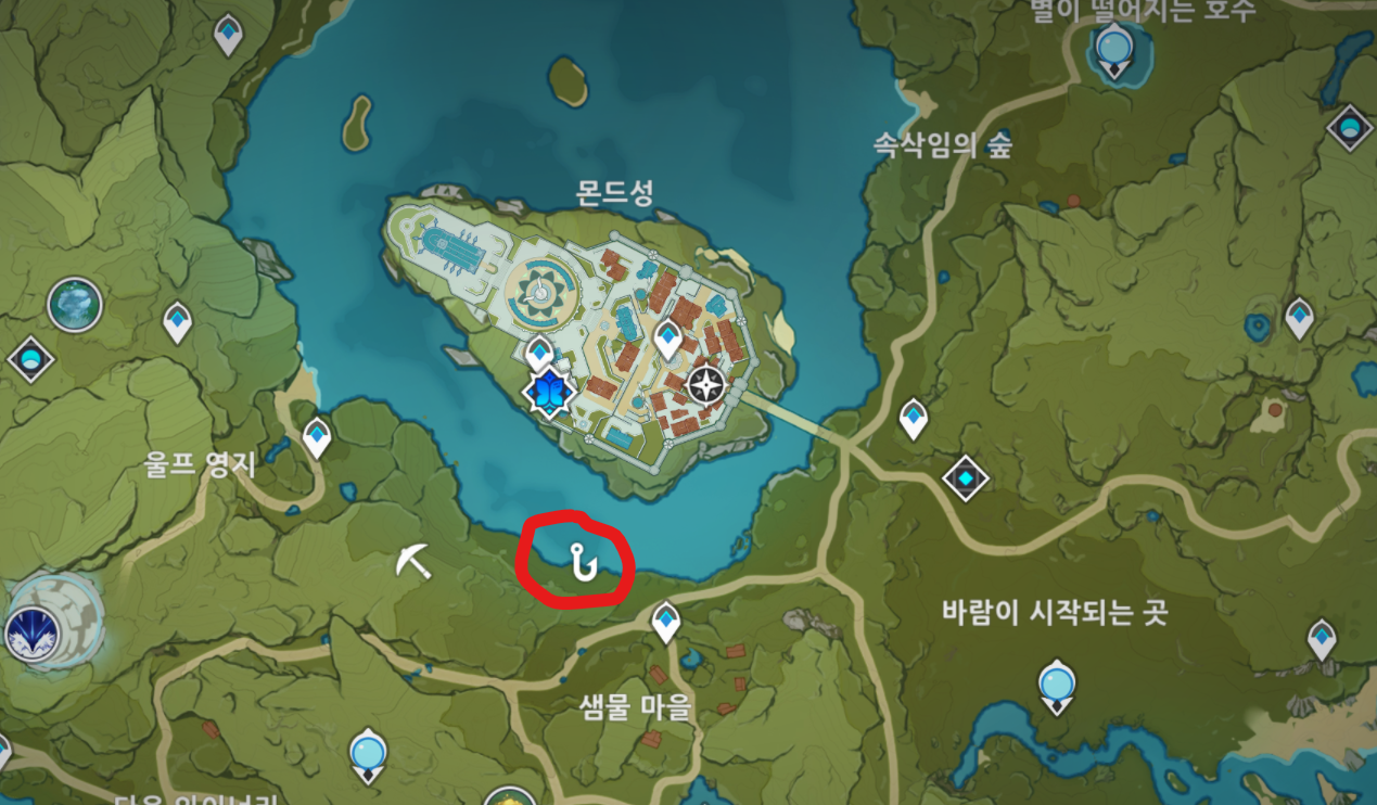 낚시 포인트 3 - 몬드 샘물 마을 북쪽