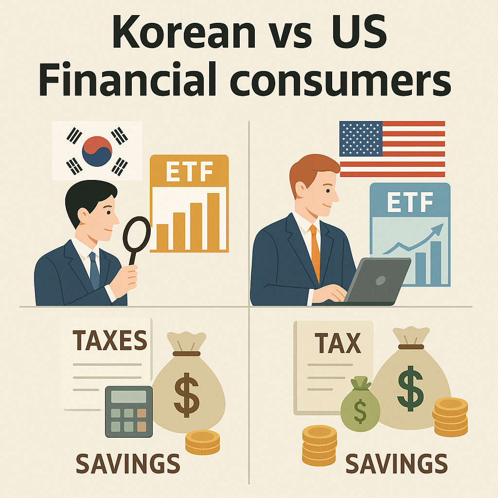 "한국 vs 미국 금융 소비자"에 대한 이미지입니다.