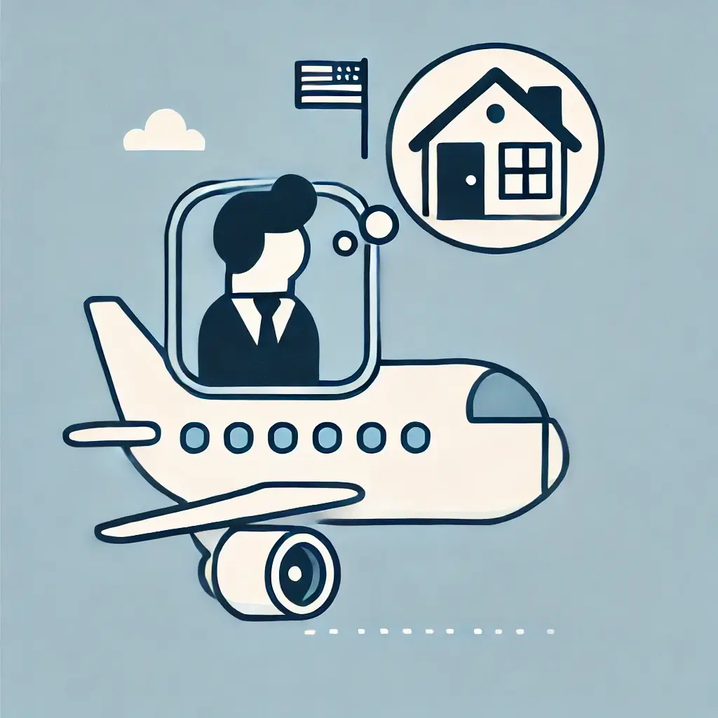 부동산 투자이민제도를 상징하는 부동산과 국기의 일러스트