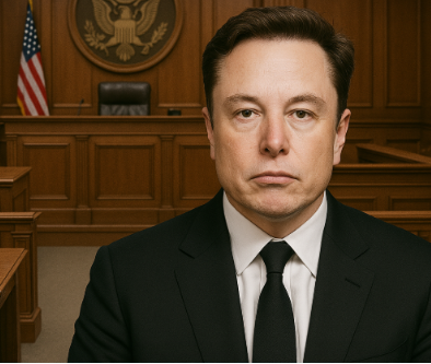 일론 머스크가 법정에 있는 사진