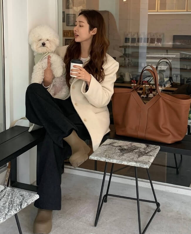 입생로랑 Y토트백 브라운