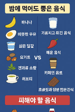 밤에 먹어도 좋은 음식 vs 피해야 할 음식관련
