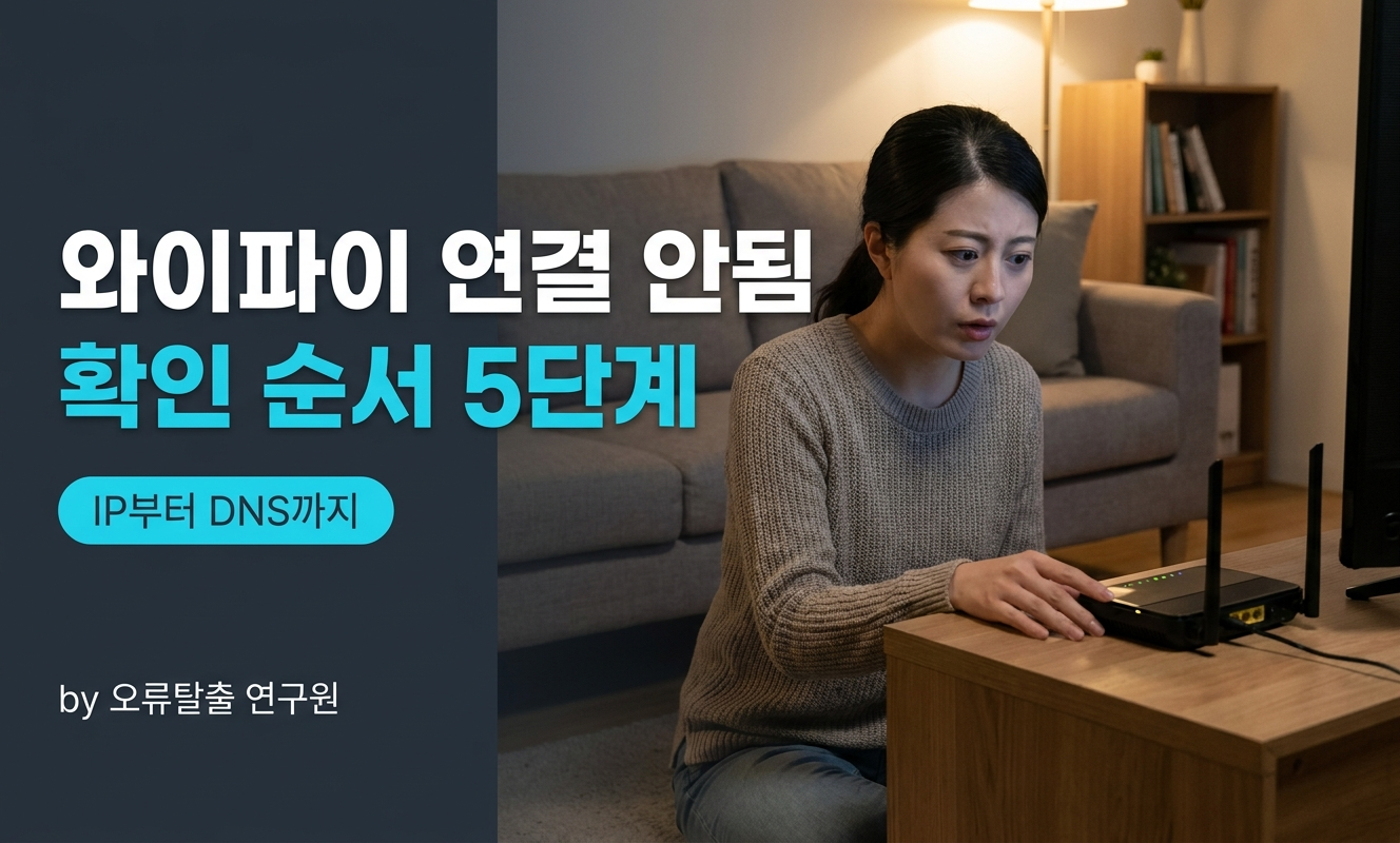 거실에서 공유기를 살펴보는 여성