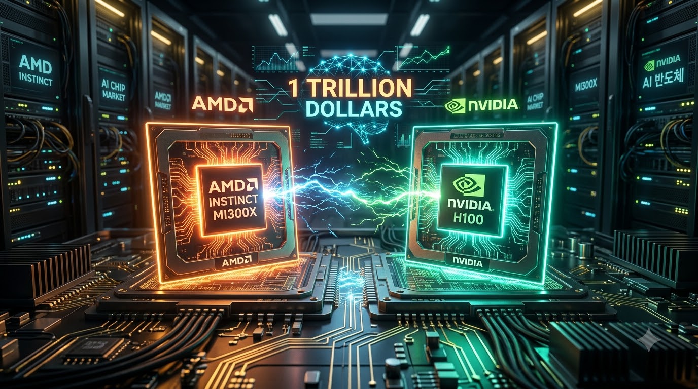 AMD, AI 붐 타고 1조 달러 반도체 기업 합류! 엔비디아와 경쟁 심화