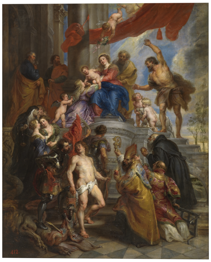 The Holy Family surrounded by Saints