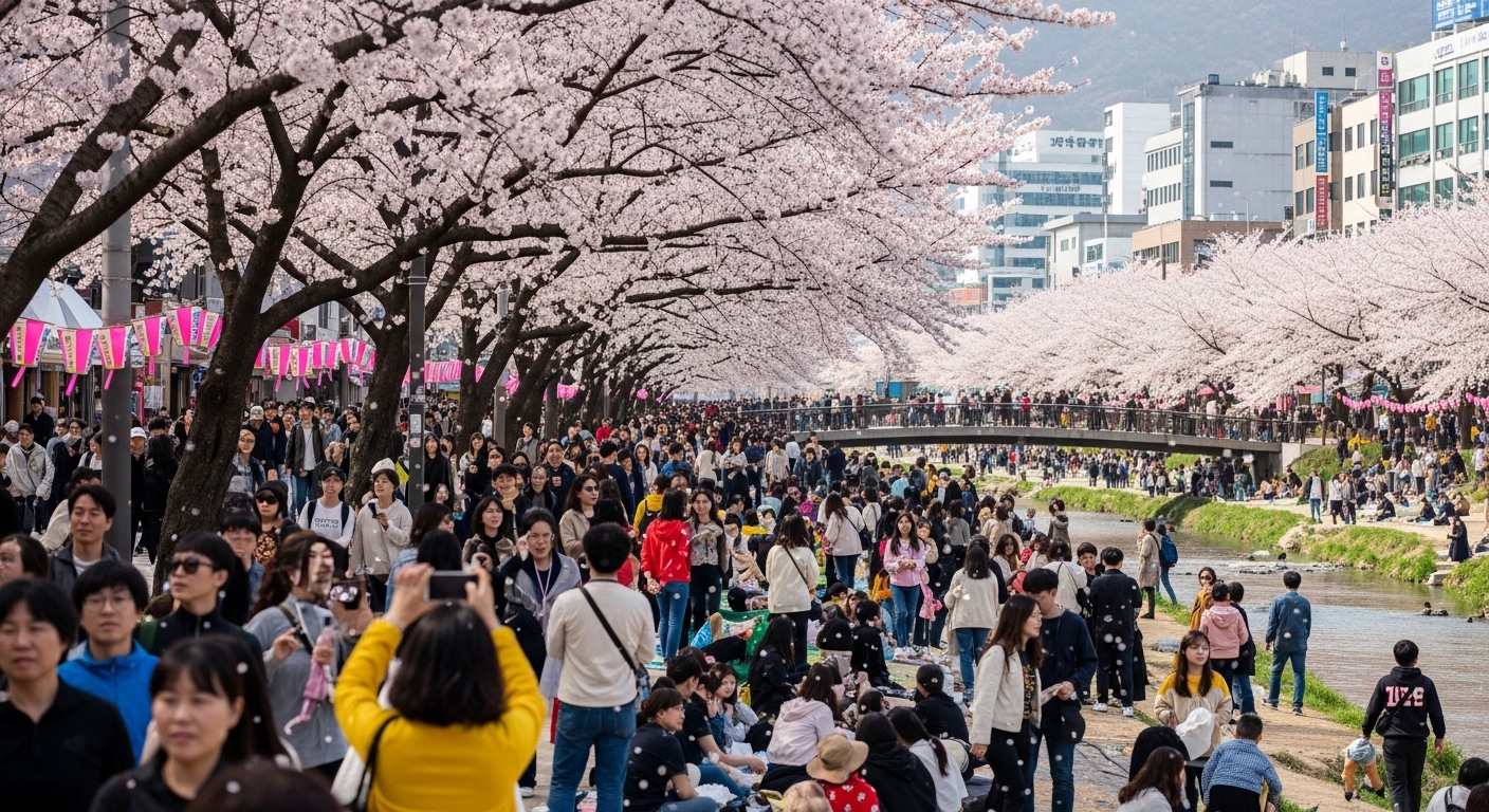 여좌천 또는 경화역 벚꽃 풍경
