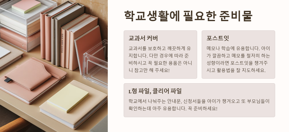 학교생활에 필요한 준비물