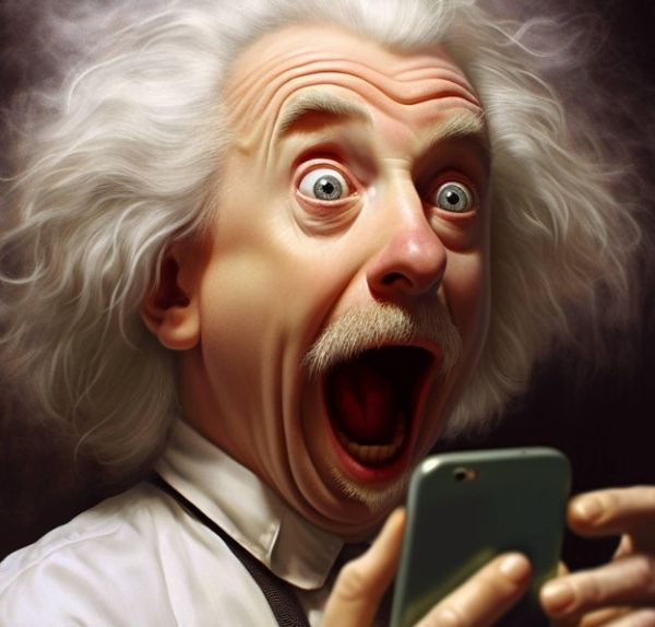 핸드폰을 보다 놀라는 장면