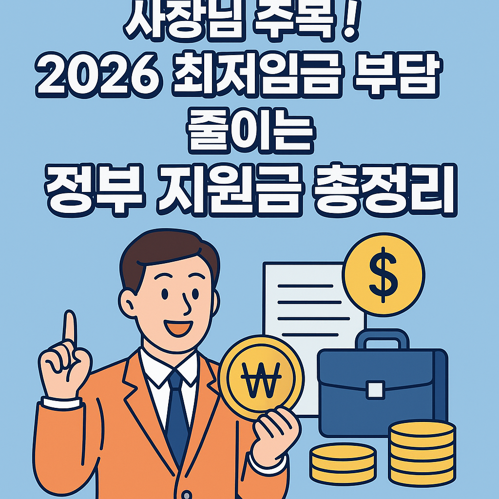 사장님 주목! 2026 최저임금 부담 줄이는 정부 지원금 총정리