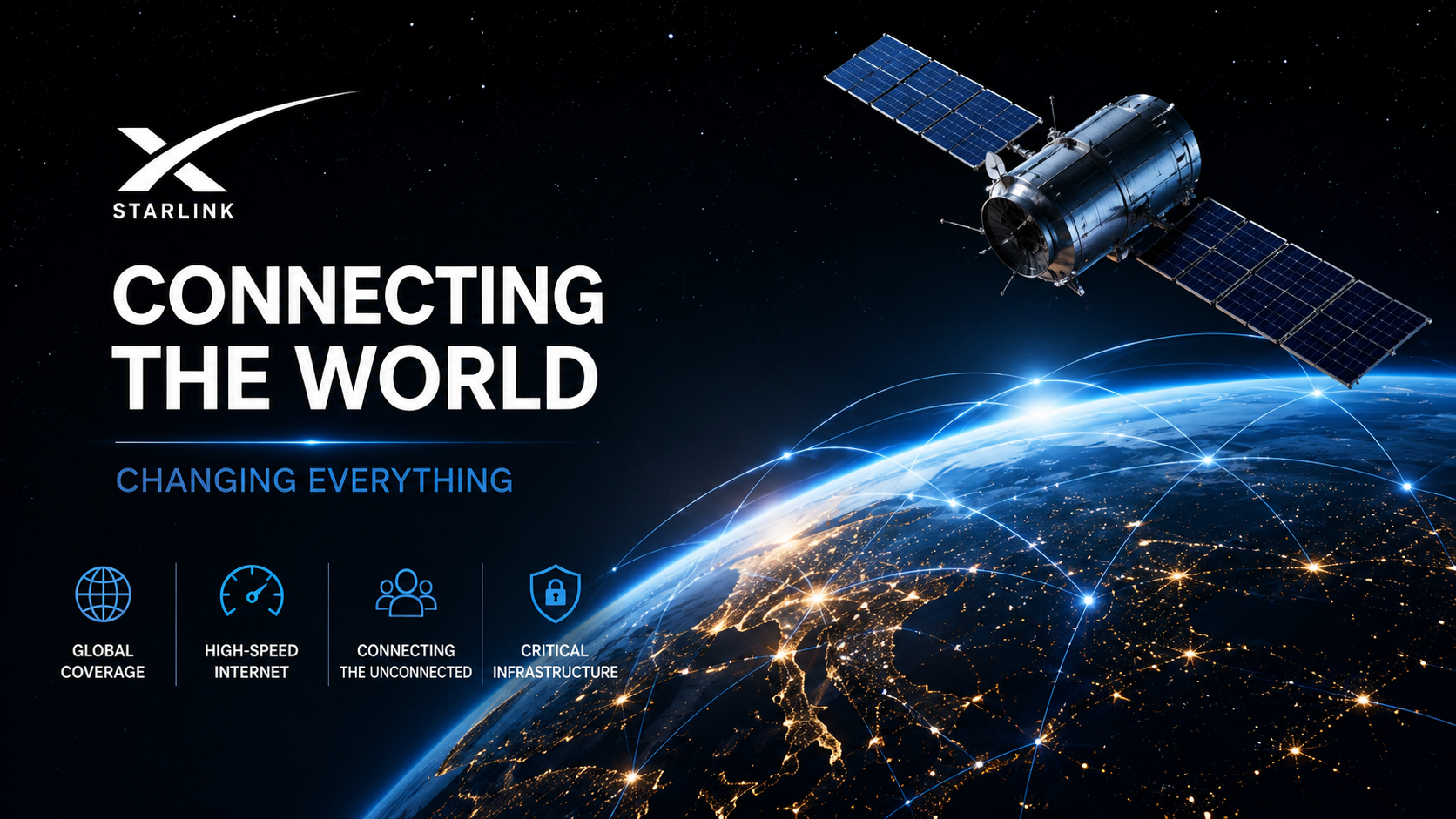 Starlink global satellite internet network connecting Earth through low orbit space infrastructure