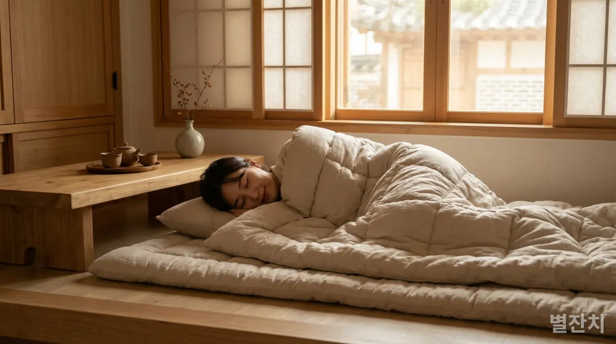 편안하게 잠든 사람의 모습