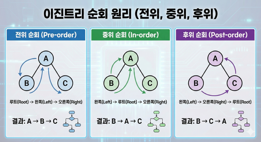 이진트리 순회 원리