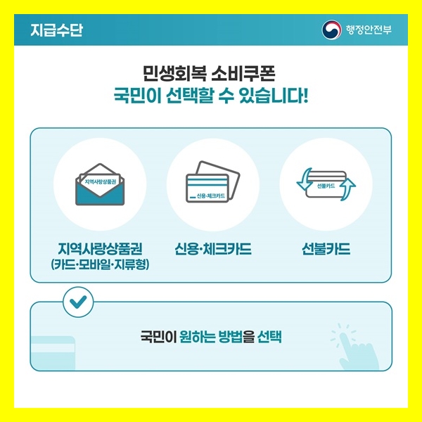 민생회복 소비쿠폰 지급방식 선택사항