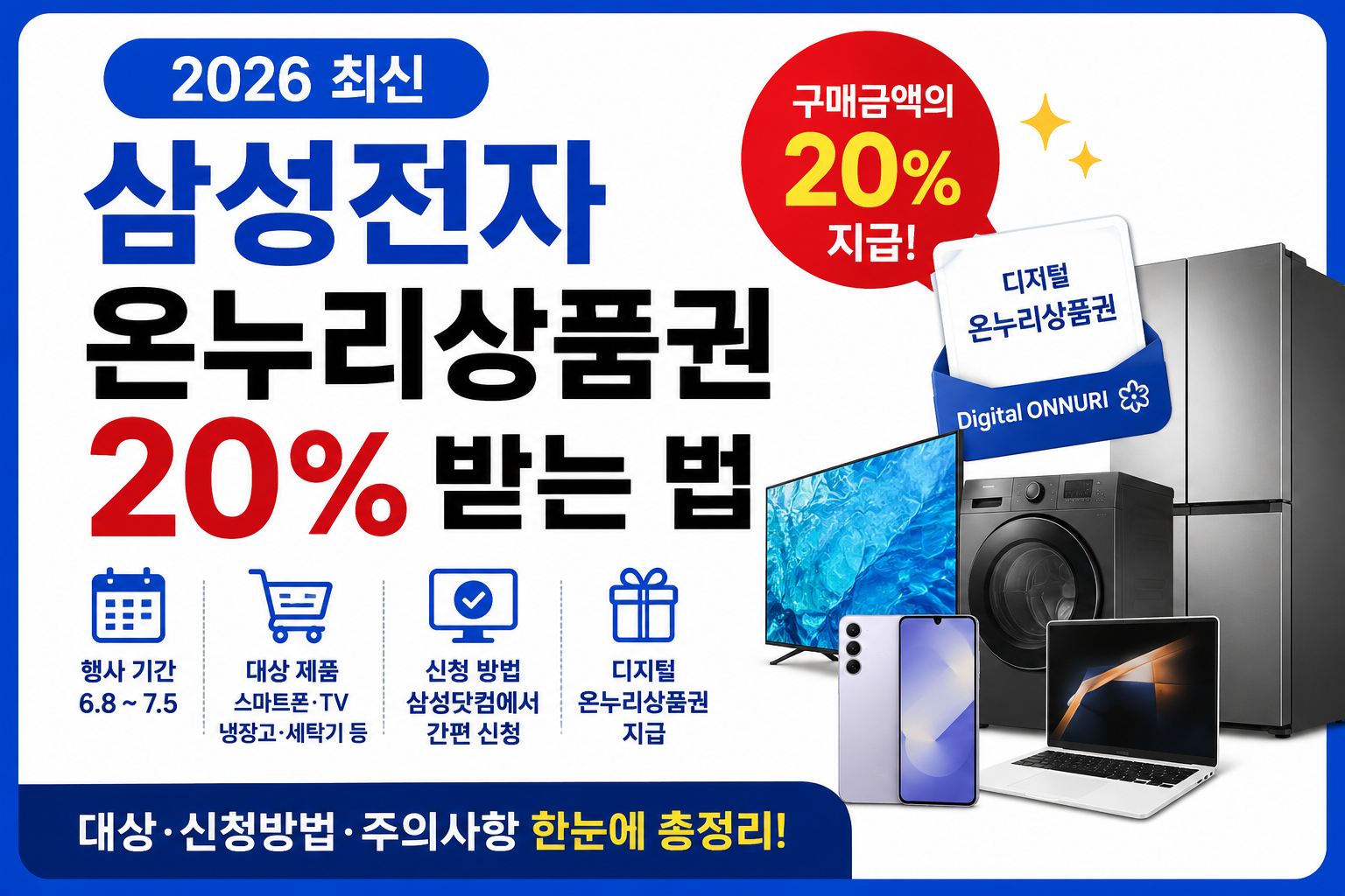 삼성전자 온누리상품권 20퍼센트 받는 방법 대상 제품 신청방법 총정리