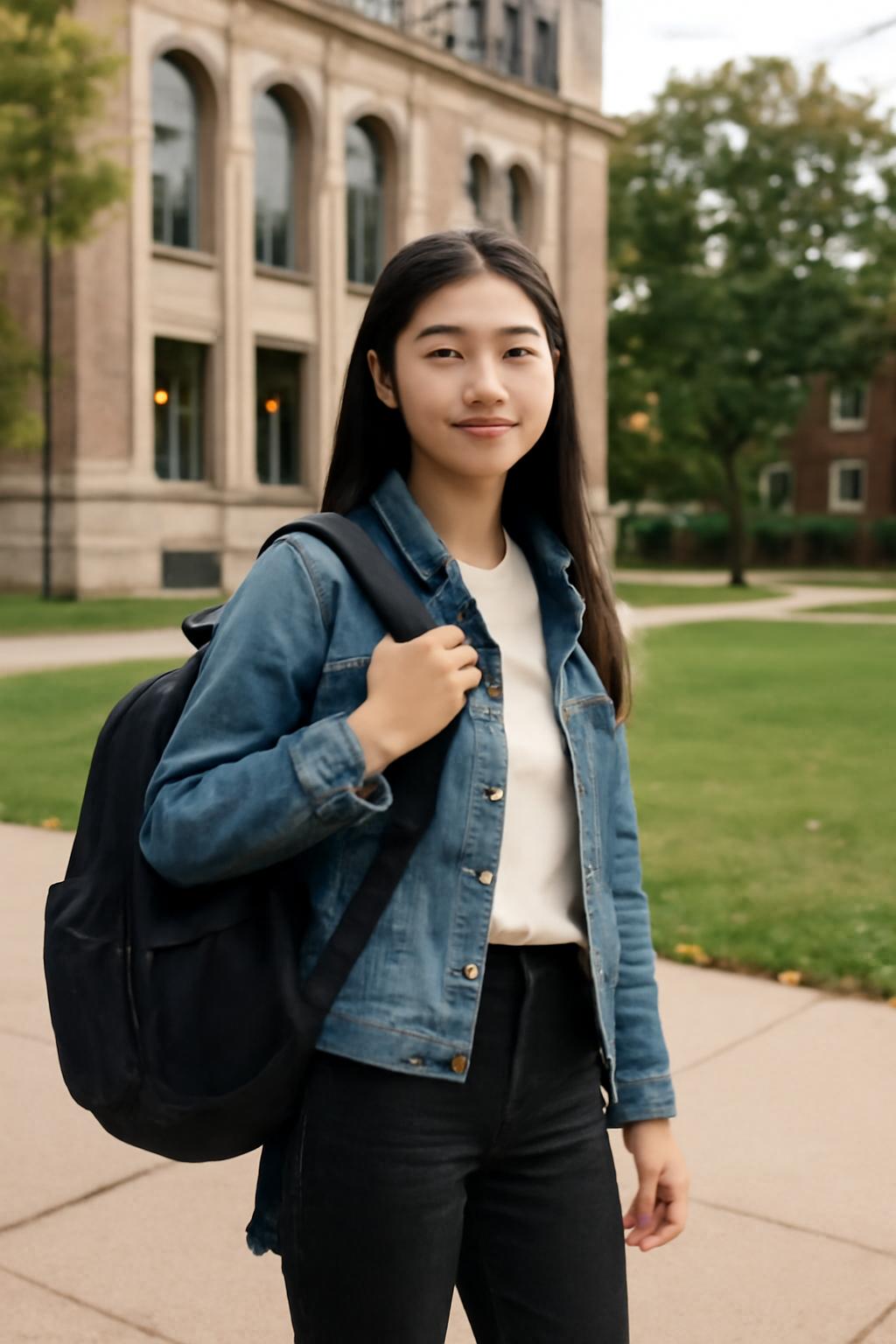 여자 대학생 백팩