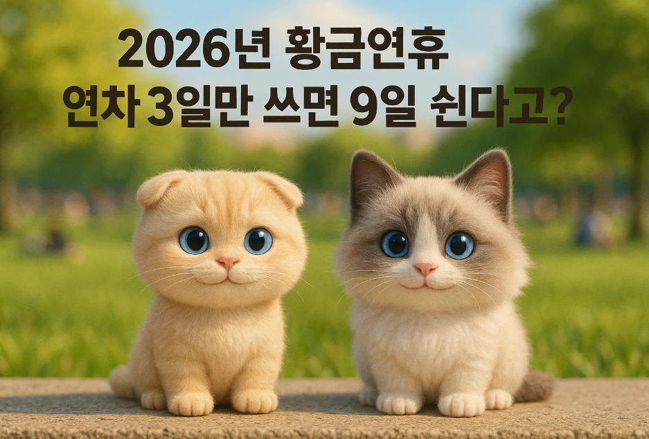 2026년 황금연휴 연차 3일만 쓰면 9일 쉰다고?