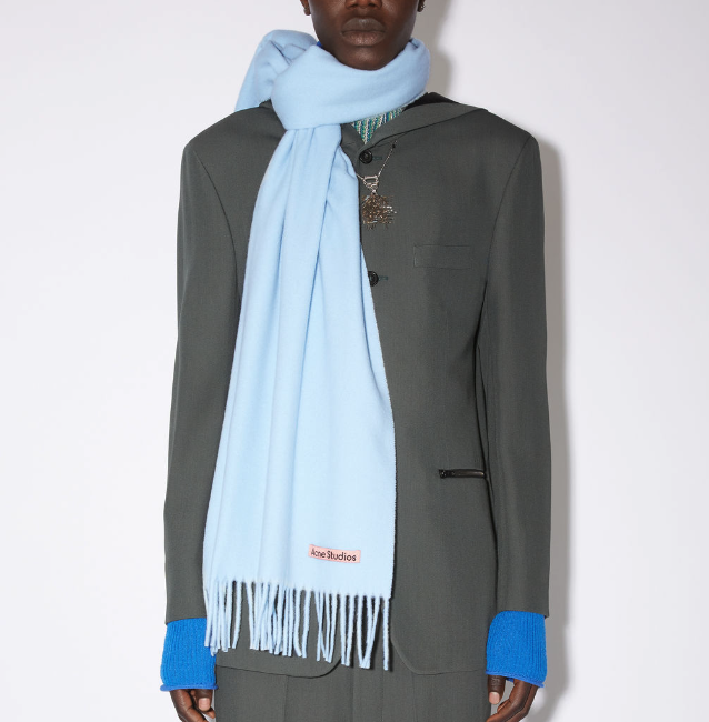 울 프린지 스카프 - 라이트 블루 사진3