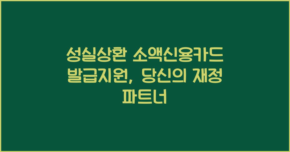 성실상환 소액신용카드 발급지원