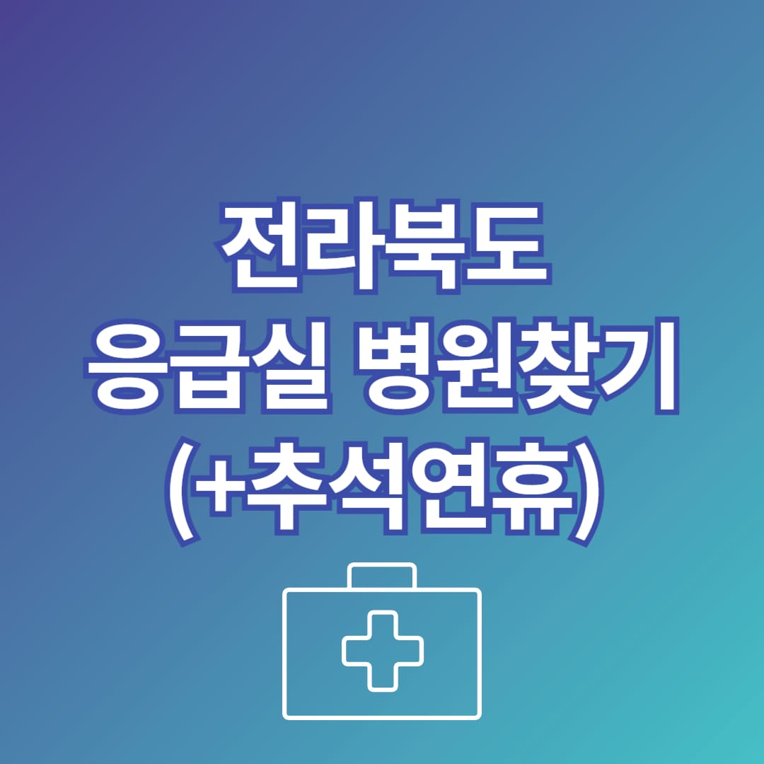 전북 추석 응급실 병원 문연 곳 찾는 방법