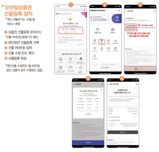 모바일상품권 선물등록절차