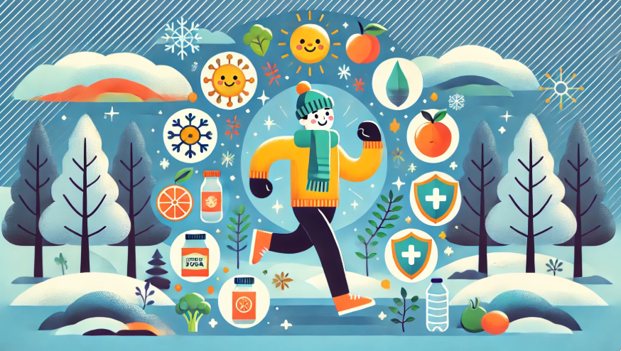 건강한 겨울을 보내고 있는 사람의 그림