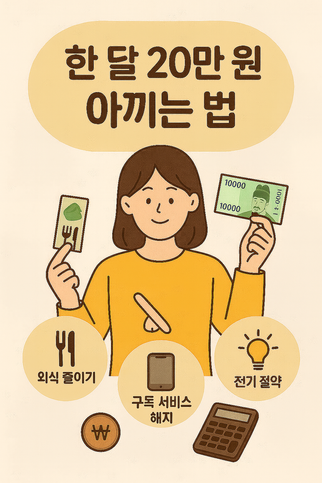 한달 20만원 줄이기 일러스트