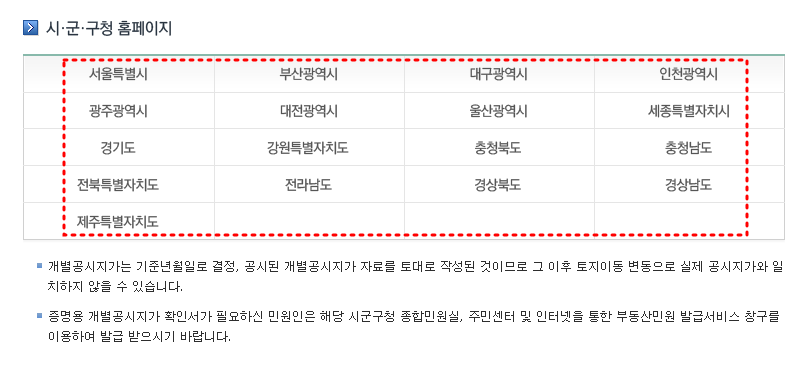 일사편리 개별공시지가 조회