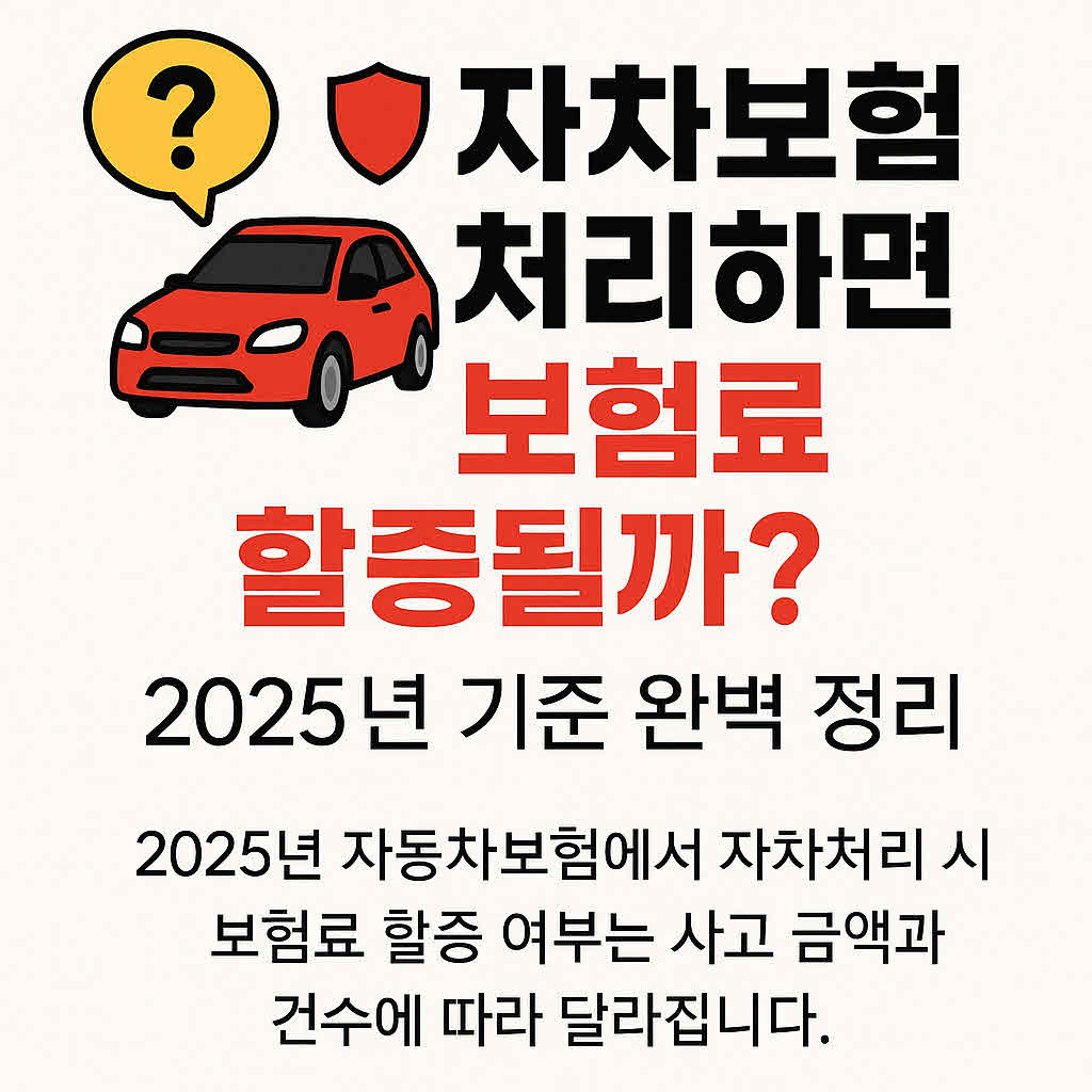 자차보험 처리하면 보험료 할증될까? 2025년 기준 완벽 정리