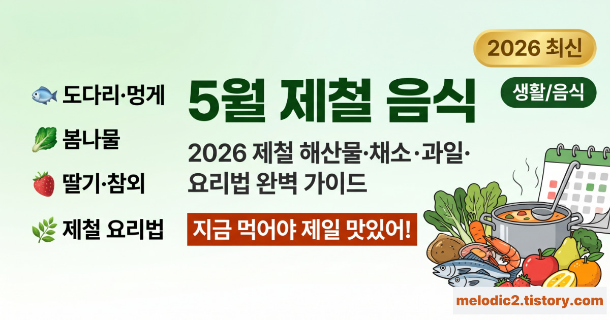 2026 5월 제철 음식 제철 재료 해산물 채소 과일 총정리