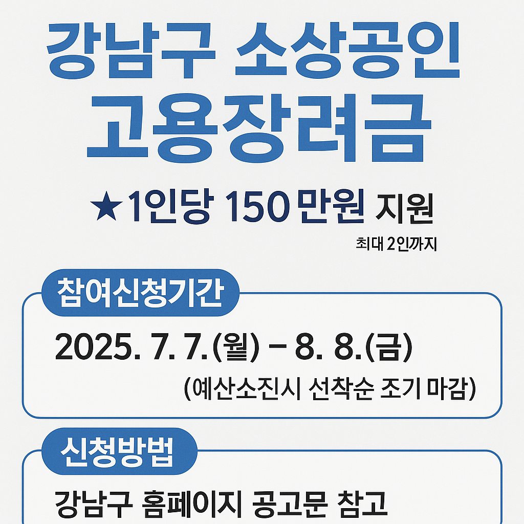 2025 강남구 소상공인 고용장려금 신청방법 총정리