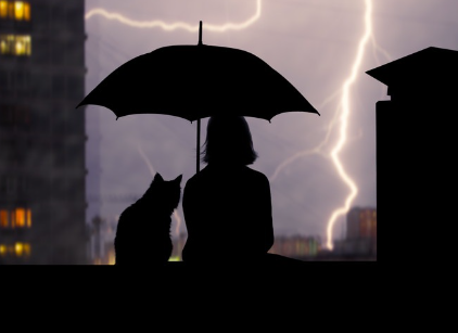 낙뢰가 치고 있다.