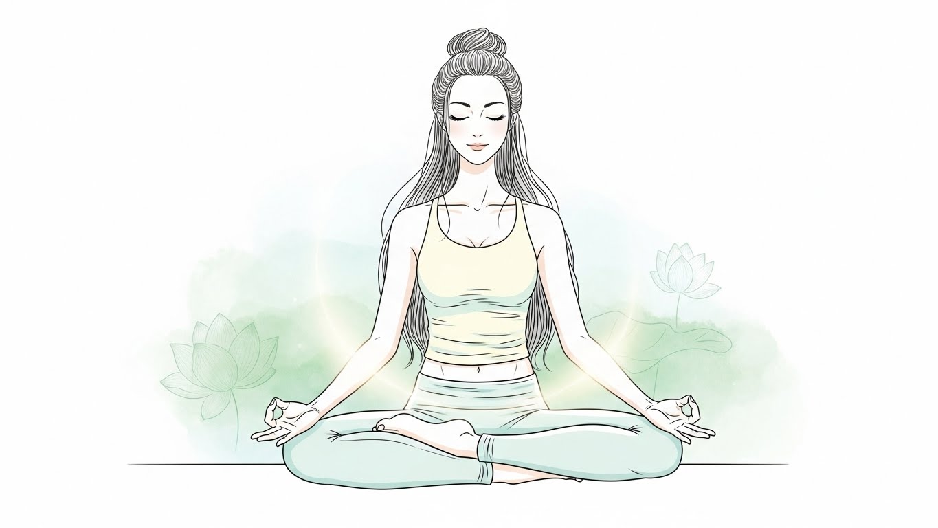 Woman practicing gentle yoga to reduce stress and strengthen the immune system through natural wellness habits.