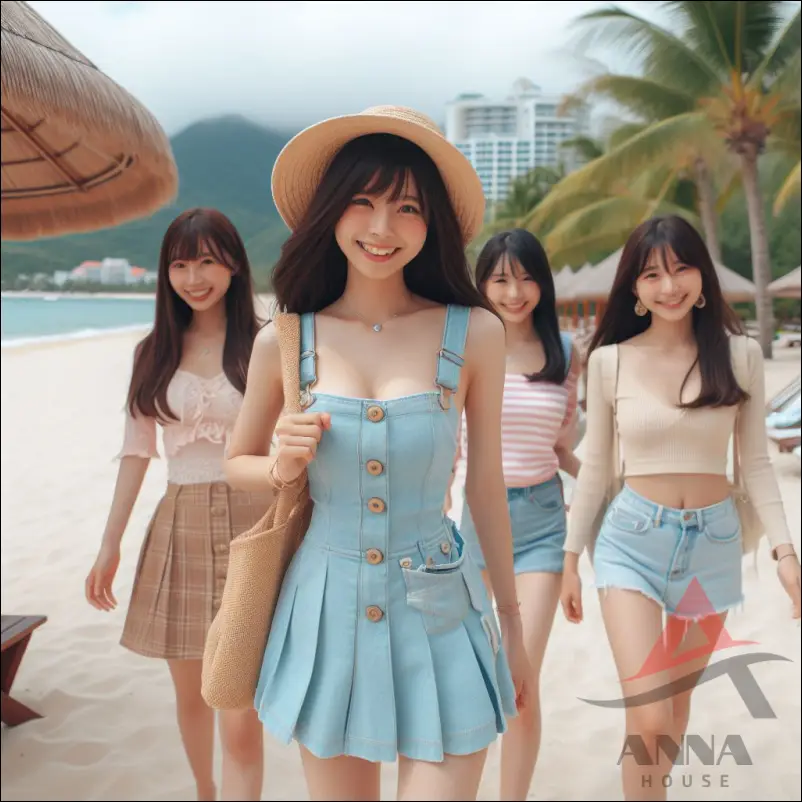 친구들과 함께 다낭으로 여행 온 여학생