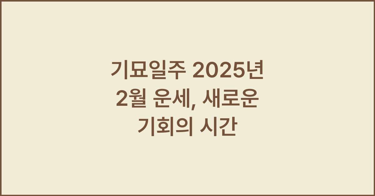 기묘일주 2025년 2월 운세