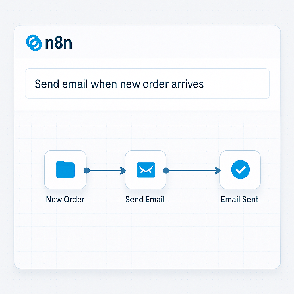 N8n 자연어 인터페이스를 통한 워크플로우 자동 생성 화면